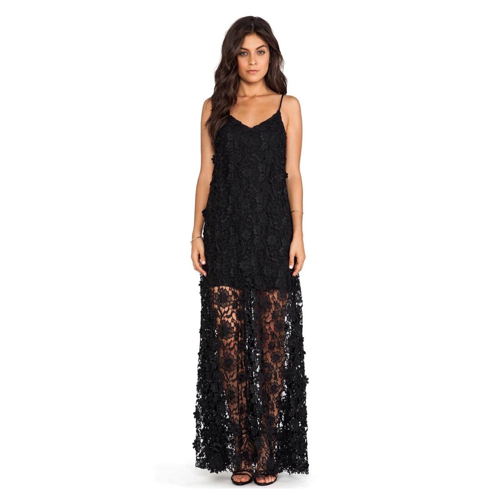 ERIN erin fetherston Lillian Black Lace Maxi Dress